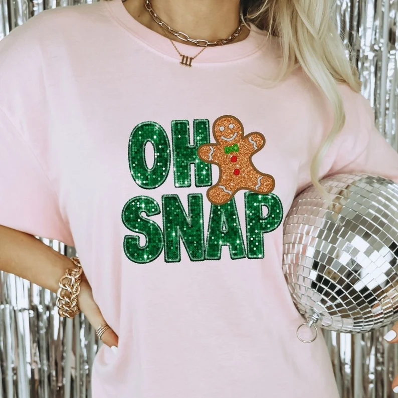 Oh Snap Gingerbread Print T-shirt