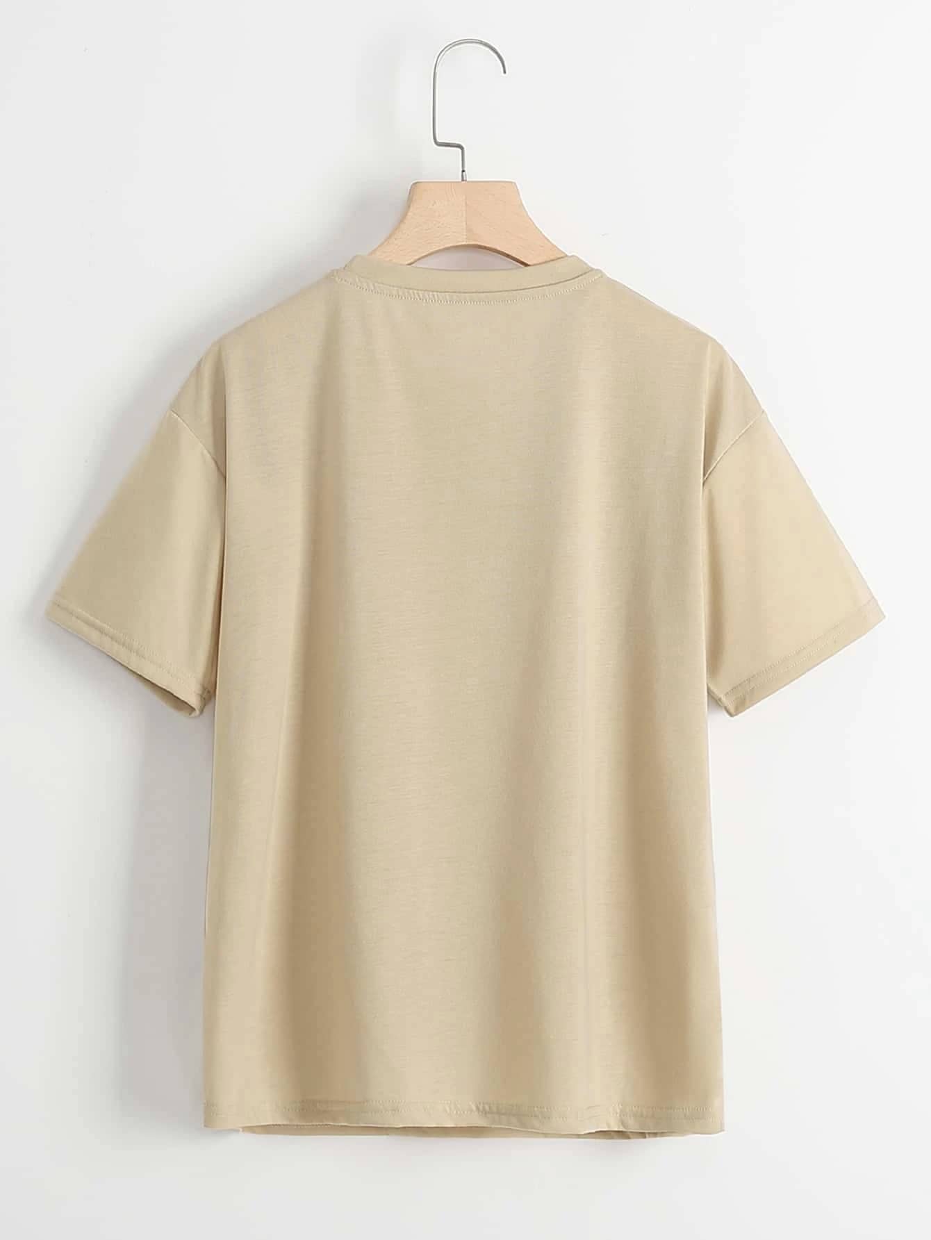 Waves And Slogan Graphic Casual T-shirt