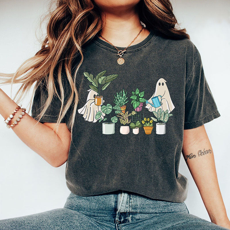 Cute Ghost Halloween Plant T-shirt