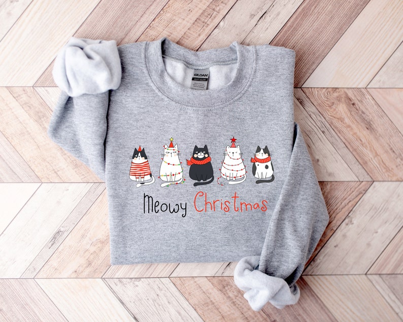 Meowy Christmas Cat Lover Sweatshirt