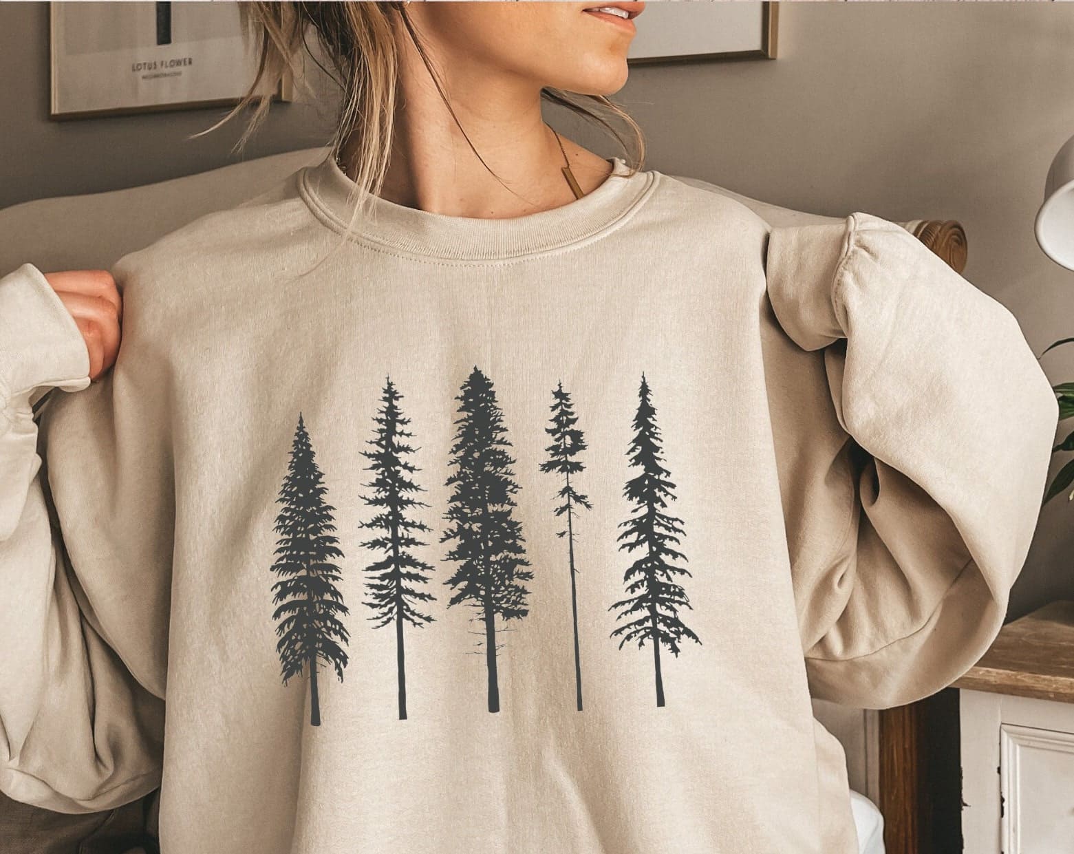 Pine Tree Print Sweatshirt