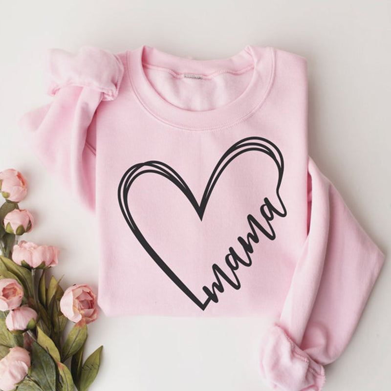 Mother's Day Mama Heart Print Sweatshirt